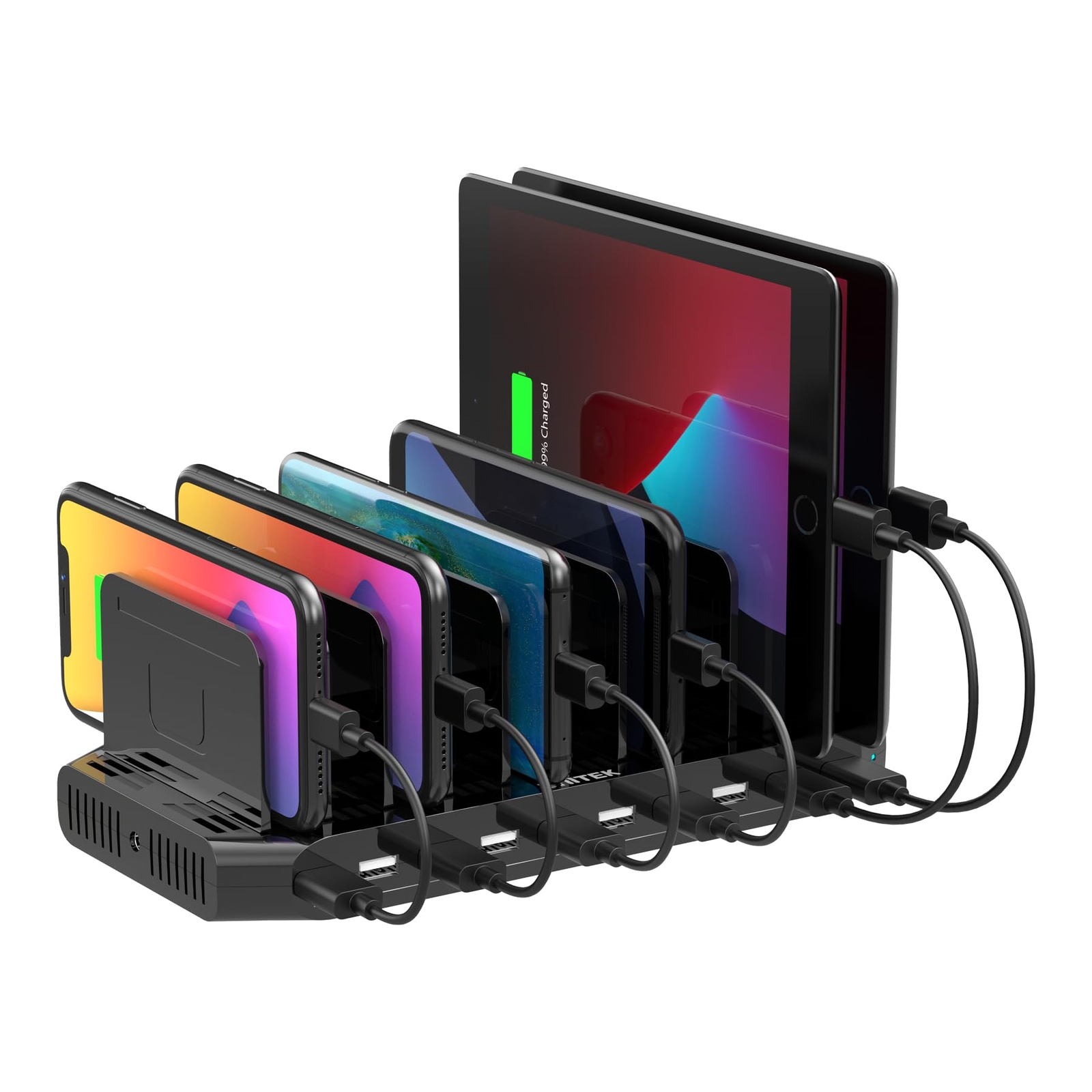 5PCS 10-Port Fast USB Charging Station Dock with Adjustable Slots
