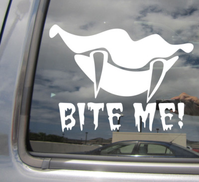 Bite Me - Vampire Teeth Fangs - Blood Funny Car Window Vinyl Decal Sticker 10445