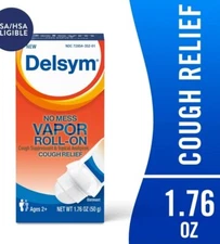 Delsym No Mess Vapor Roll-On Cough Relief, 100% Natural - 1.76 Oz, Exp: 09/2025