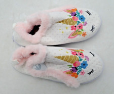 JIASUQI Kids Toddler Winter Warm Fur Cozy Slippers White Unicorn Size 7 toddler