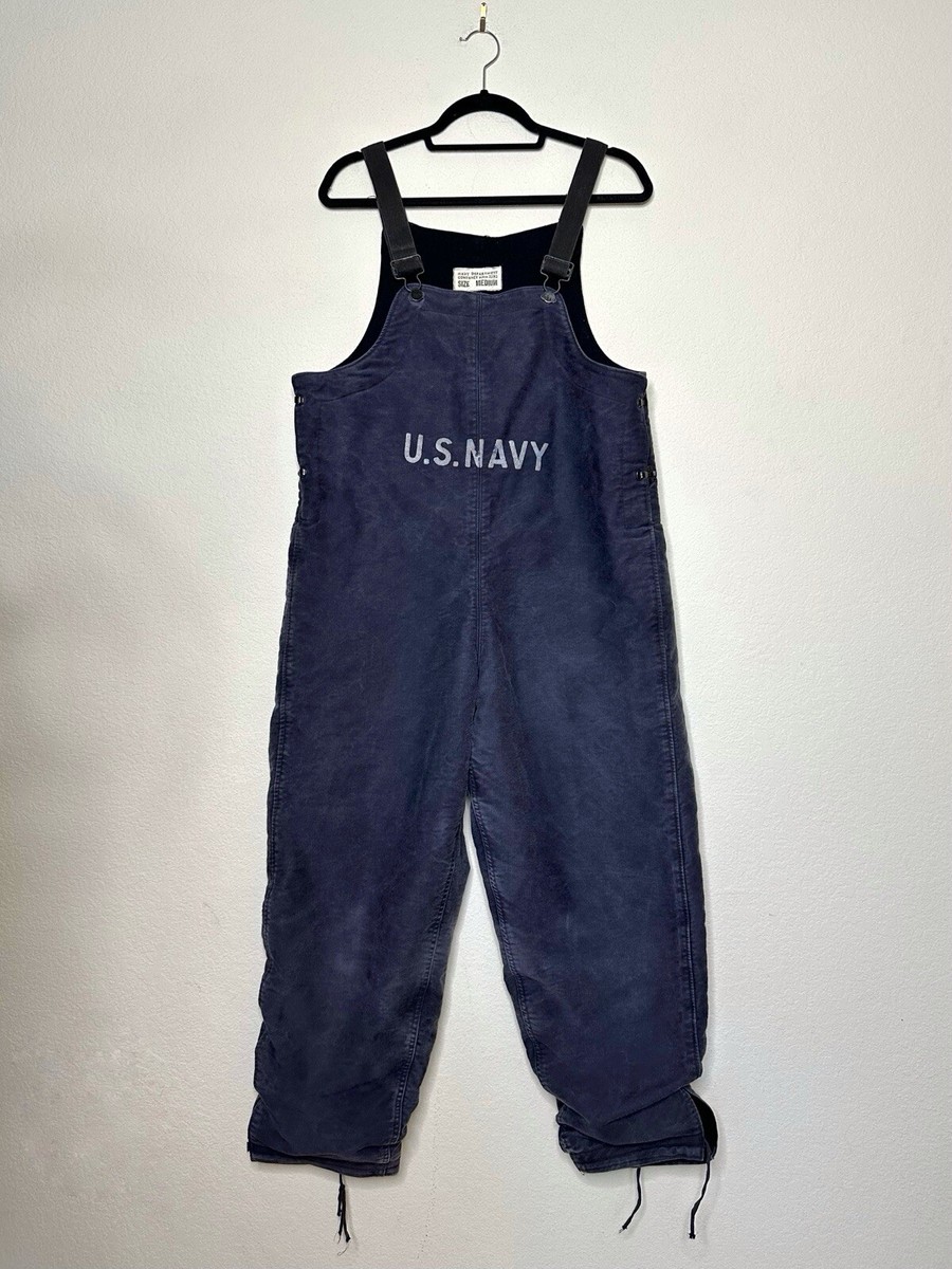 40s Vintage WWII US Navy Blue Deck Bibs Military Insulated 40s Vintage WWII US Navy Blue Deck Bibs Military Insulated