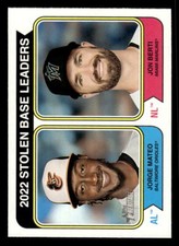 2023 Topps Heritage Baseball Jon Berti / Jorge Mateo # 204 League Leaders Base M
