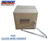 x100 Silver Plain Metal Wire Clothes Coat Hangers 40cm/16"  - 13 gauge