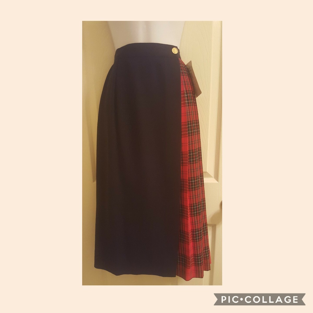 Wool Red Tartan Plaid Maxi Skirt for Winter, Flowy High Waist Long  GLEN NEVIS Tartan Check Wrap Skirt Long - Size L main image 1