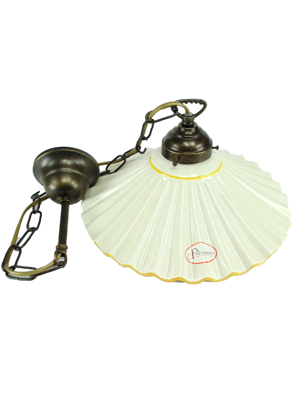Lampadario ottone brunito,lampadari stelo catenella piatto ceramica 1 luce l1035