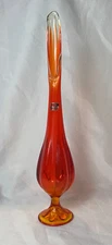 Vtg VIKING Glass Swung Stretch Vase Persimmon 6 Petal Handmade
