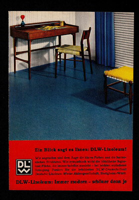 3w4588/ Alte Reklame von 1960   DLW Linoleum   Immer modern   schöner den je.