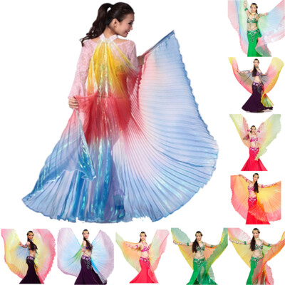 Women's Egyptian Egypt Belly Dance Costume Rainbow Isis Wings and 2 Stick Props