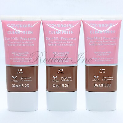Covergirl Clean Fresh Skin Milk Nourishing Foundation #640 DARK ~ (3-PACK!)