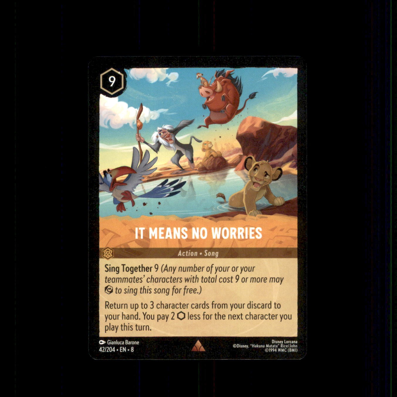 It Means No Worries #208 Lorcana Reign of Jafar trading card — raw and PSA graded price guide