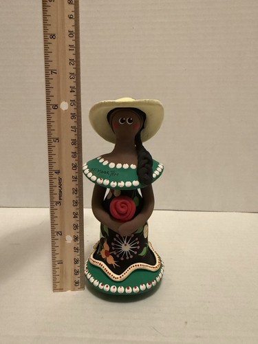 Vintage mexikanische Keramik handbemalt Mädchen Frau Sammler Figur - Bild 7 von 8