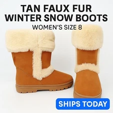 Tan Faux Fur Winter Snow Boots Women’s Size 8 Warm Cozy Style & Co