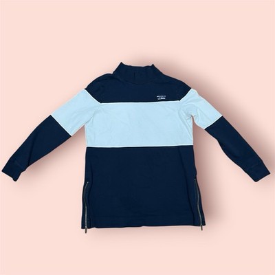 Womens ll bean color block rugby tunic navy blue white Medium