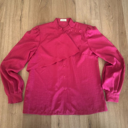 Nina Ricci, RARE Vintage 70s Hot Pink Nina Ricci size Japanese 11 Pleated Blouse Romantic