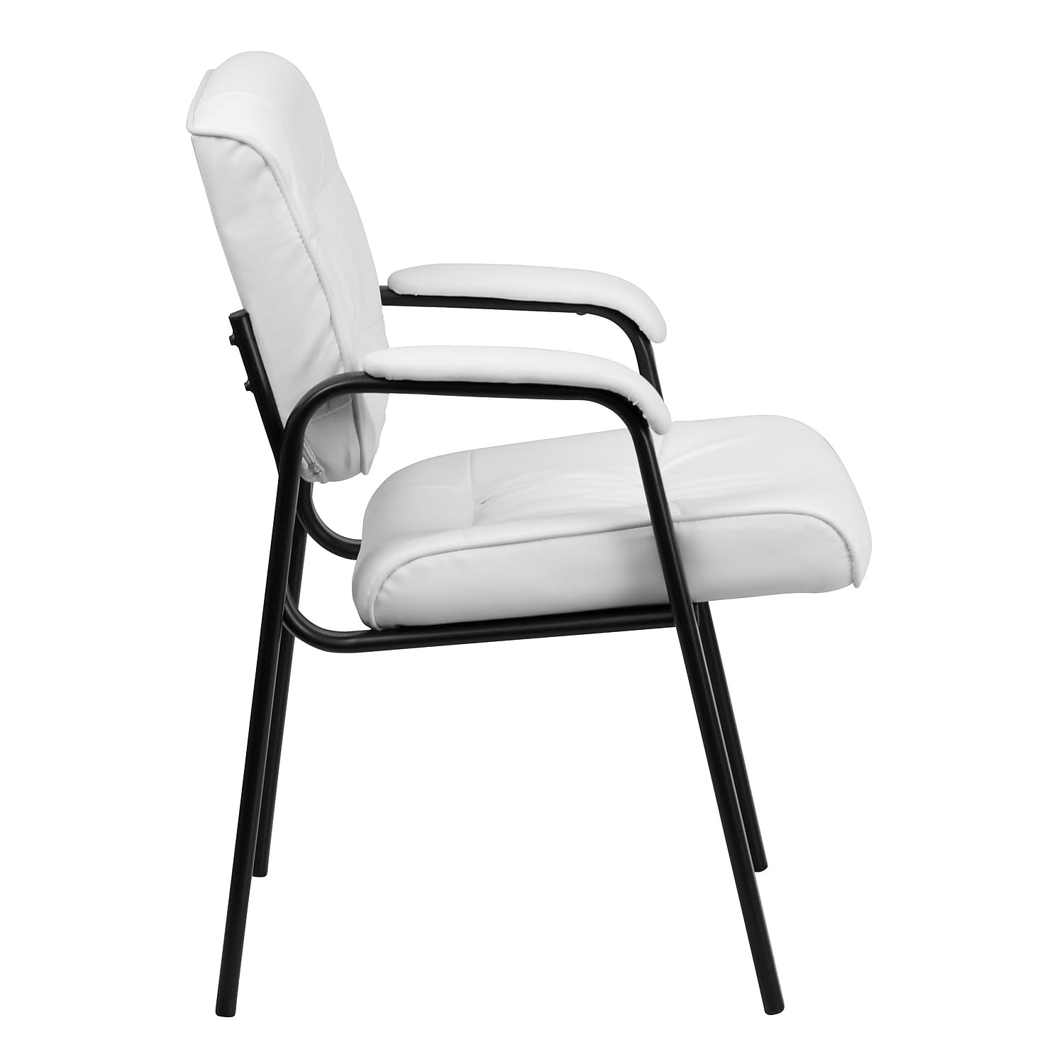 Scranton & Co Leather Guest Chair with Black Frame in White