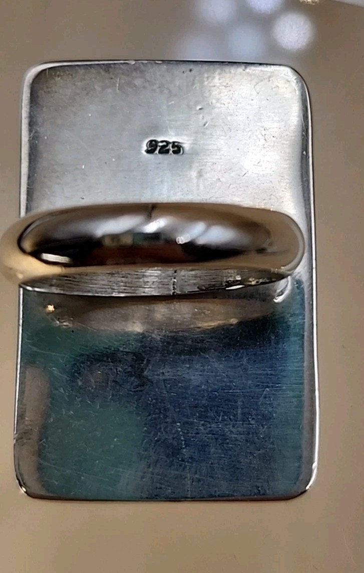 Turquoise/Sterling Silver Rectangular Framed Ring… - image 11