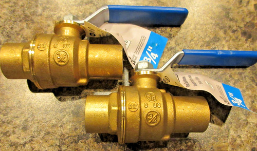 Everbilt Full Port Ball Valve Brass 3/4" Sweat x Sweat 870429, 2 Valves