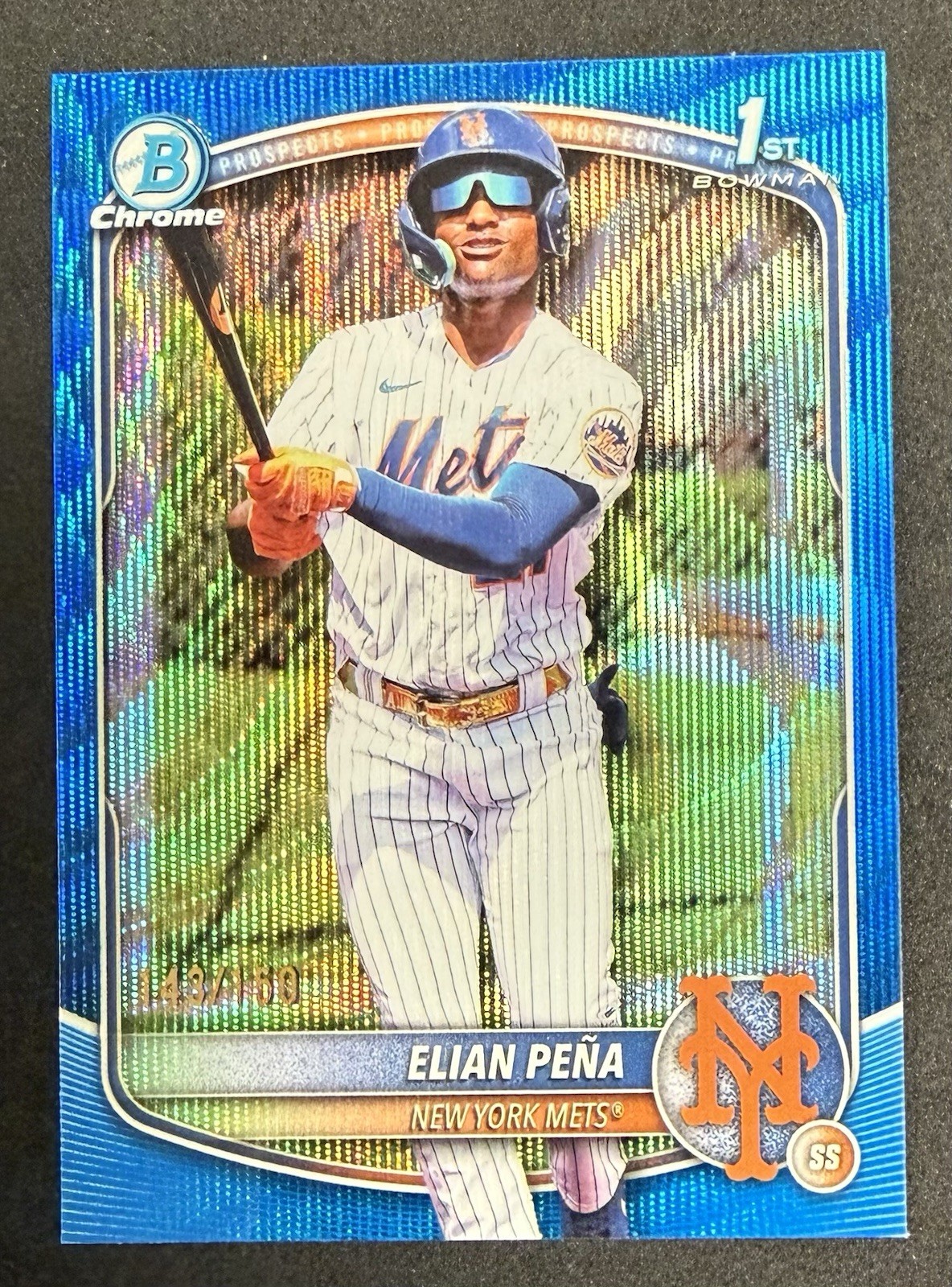 2025 Bowman Chrome Prospects Blue Wave #BCP-155 Elian Pena 1st Mets /150
