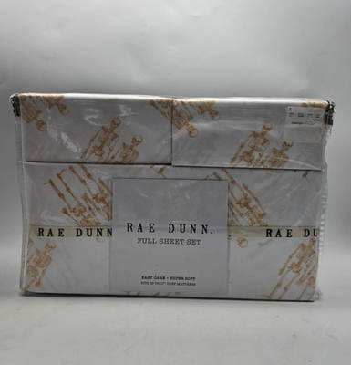 #ad Rae Dunn Halloween Full Sheet Set 4 Pc Orange Skeletons Together Forever $43.95