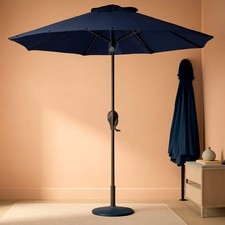 7.5ft Navy Patio Umbrella Tilt Crank Steel Pole Outdoor