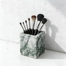Natural Marble Toothbrush Holder: Pen Holder - Makeup Brush Holder - Cyan Green
