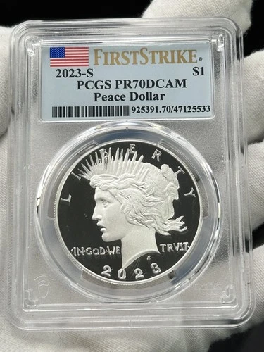 2023-S $1 Peace Dollar PCGS PR70 DCAM Fine Silver US Proof Coin - First Strike