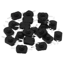 Latching Push Button Switch, 20 Pcs KAN-23 Straight Pin with Hole Switch, Black