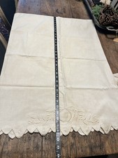 1920s Pair Cotton 32x23 Wide Pillowcases Tea Stained Primitive Silk Embroidered