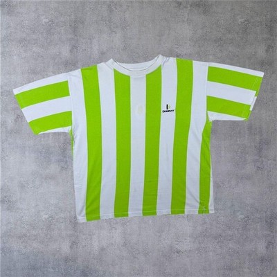 Vintage 90 s Donnay Bold Colour Block Vertical Striped Green White T-Shirt XXL