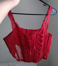 Victoria's Secret Red Dream Angels Unlined Lace Up Corset Bra Top XL