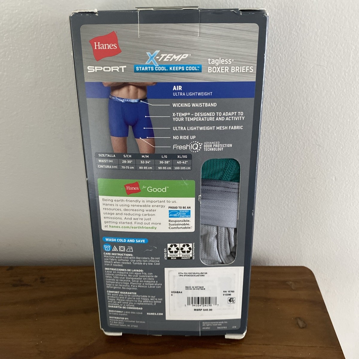 $40 Hanes Underwear Men's Small X-Temp Ultimate 4-Pk.Boxer Briefs
