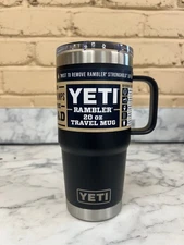 Yeti Rambler 20oz Travel Mug w/Handle | Black | Stronghold Lid