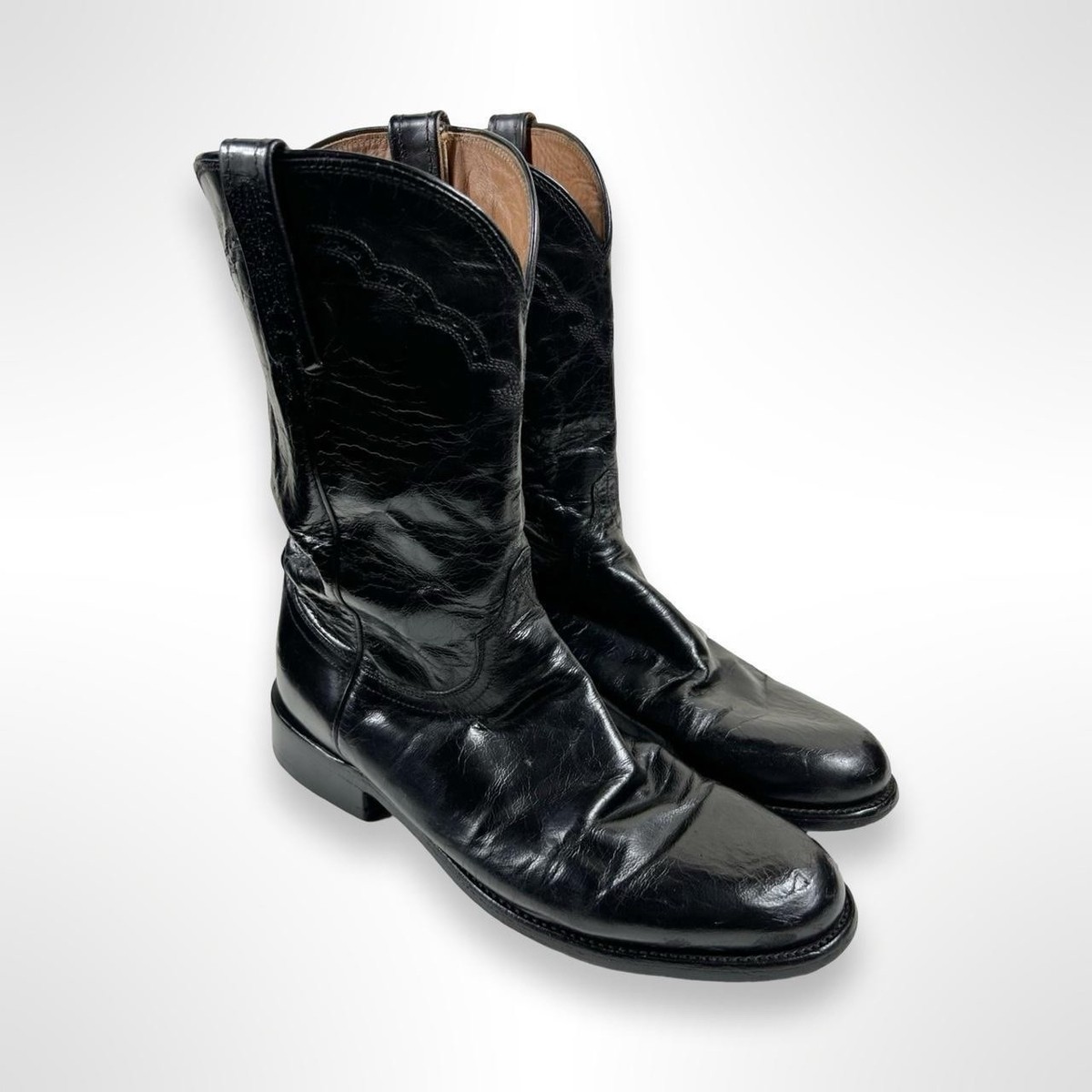 Lucchese Mad Dog After Ride Black Leather Loafers Slip On 