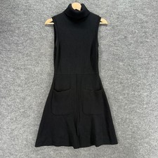 Chelsea 28 Sweater Dress Women S Black Midi Turtleneck Pockets Rayon