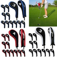 12X Neoprene Zippered Golf Club Head Covers 3-9 A SW PW LW LW Iron Headcover Set