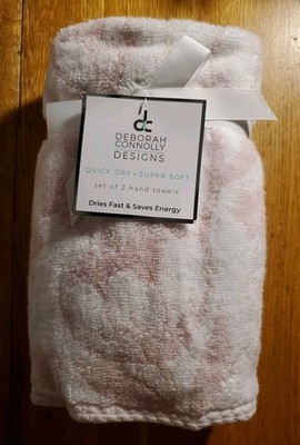 Deborah Connolly 2-pack Hand Towels Pink Love   With Tulips   Floral Flowers