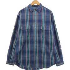 Vintage 1980'S-1990'S Eddie Bauer Elkhorn Twill long-sleeved cotton plaid sh...