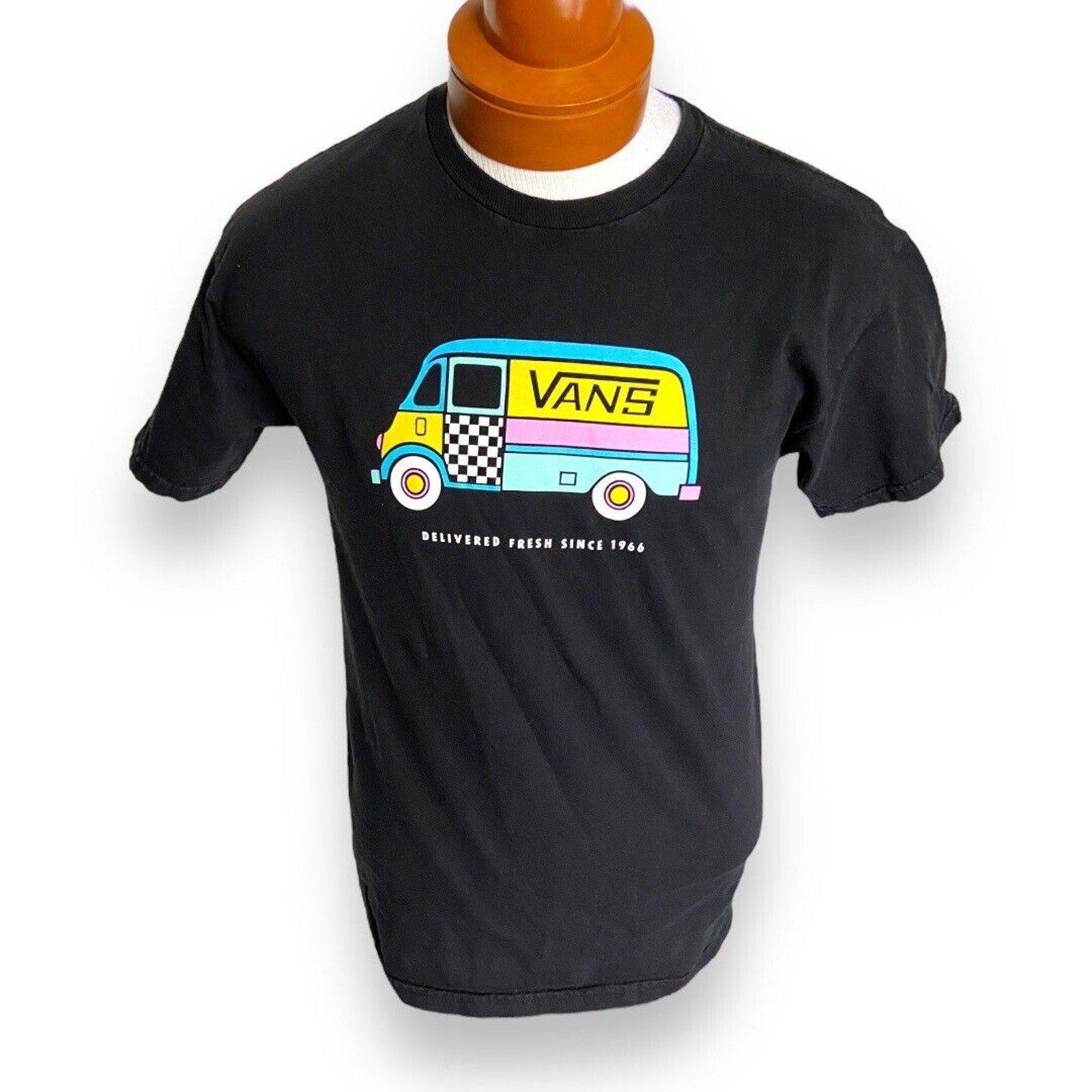 Vans Mens Tee Sz M Black Delivered Fresh Since 1966 Colorful Pastel South Beach