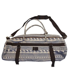  Kindfolk Yoga Mat Duffle Bag Blue Elephant Print Boho Gym Travel Tote Overnight
