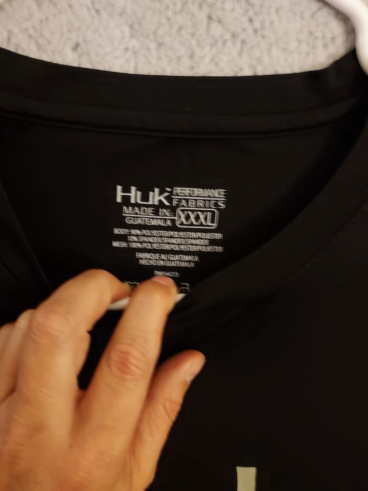 Huk Shirt Mens 3XL Performance Fishing Spellout Logo Black Fishing Jersey Black - Image 3 of 4