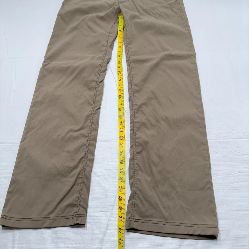 Pantalones chinos prAna Brion 35 x 34 para hombre tostados calce ajustado pierna recta elásticos de nailon Foto 3 de 4