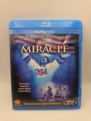 Miracle (Blu-ray + DVD, 2004) Kurt Russel -USA Hockey - Disney - Rare 