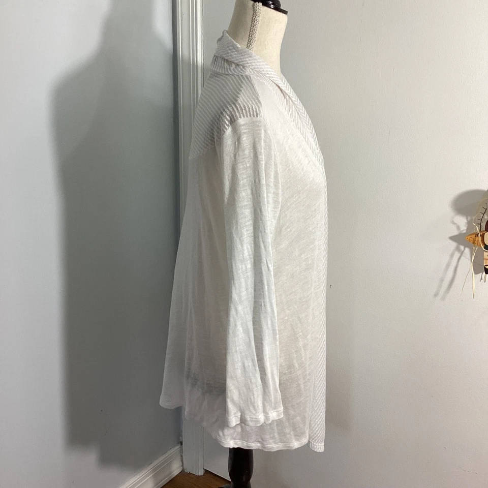 CÁRDIGAN SPENSE MUJER XL BLANCO FRENTE ABIERTO MEZCLA LINO Foto 4 de 4