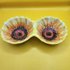 🌻King Rooster 2 Part Relish Snack Tray **small Chip**. Sunflower Maxcera Corp 