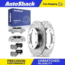 Front Drilled Slotted Brake Rotor Premium Ceramic Pad Calipers for Toyota Tundra
