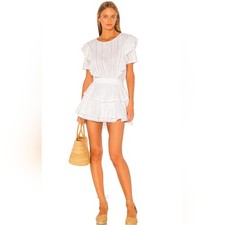 LoveShackFancy Natasha Dress in White Ruffled Mini Dress Size XS