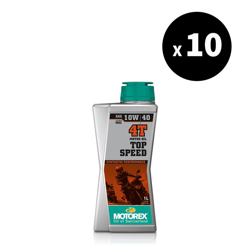 Huile moteur MOTOREX Top Speed 4T 10W40 JASO MA2 1L pack de 10
