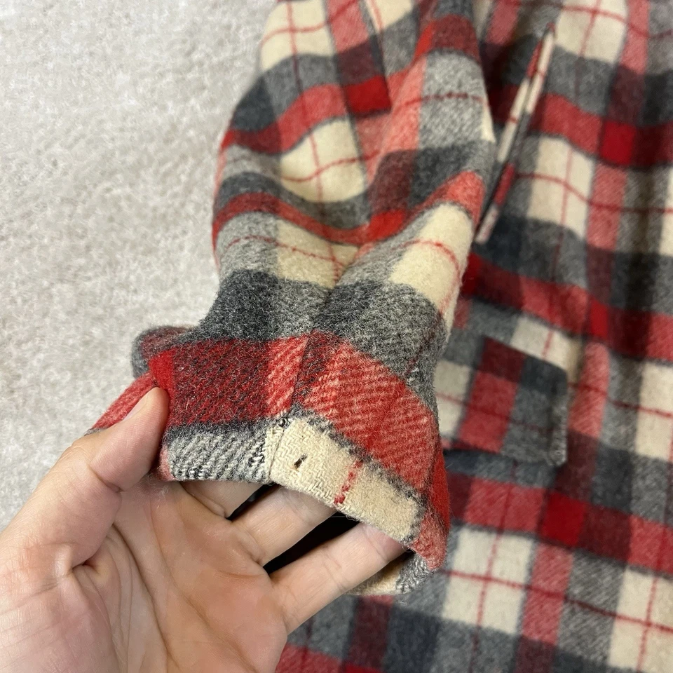 Vintage 50s 60s Mens Zip Up Wool Coat Plaid - Image 2 of 4