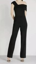 REISS Pearl Black One Shoulder Asymmetrical Tailored Wide Leg Jumpsuit 4