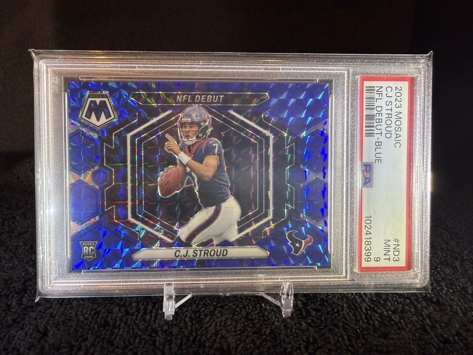 2023 Mosaic Football NFL Debut Blue RC CJ Stroud PSA9 53/99 Mint Texans